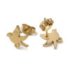 Boucles d’Oreilles Puce Oiseau 10mm – Acier Inoxydable 304 Doré, Placage IONIQUE