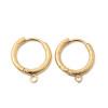 Boucles d’Oreilles Créoles Travaillées 13.5 mm avec Anneau d’Attache – Acier Inox 304 – Doré à l’Or fin 18K, IONIQUE (IP)