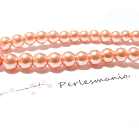 Perles de Verre Nacre Rose Saumon Poudrée 4mm