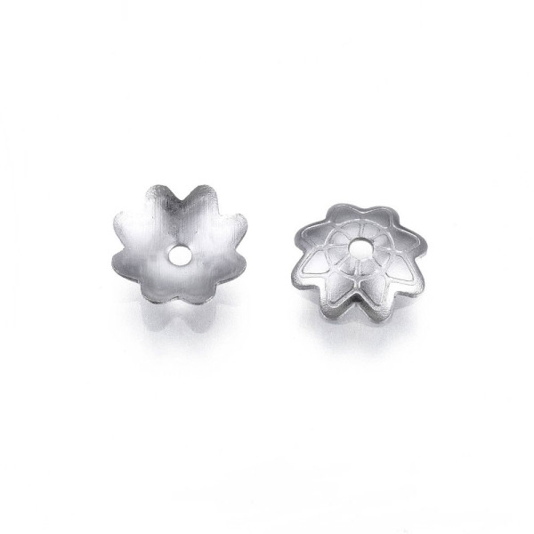 Coupelles Fleur 6 mm – Acier Inoxydable 304 – Argenté