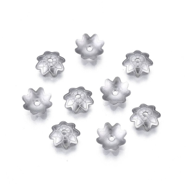Coupelles Fleur 6 mm – Acier Inoxydable 304 – Argenté