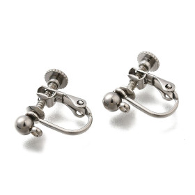 Boucles d'oreille Clips à Vis 13.5mm avec Anneau – Acier Inoxydable 316 Argenté