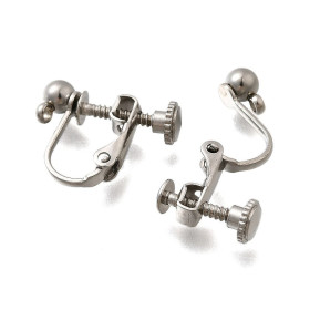Boucles d'oreille Clips à Vis 13.5mm avec Anneau – Acier Inoxydable 316 Argenté