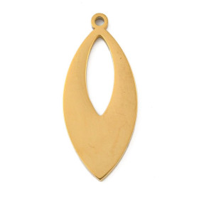Pendentif Forme Marquise, Navette 25 mm – Acier Inoxydable 304 Doré, Placage IONIQUE (IP)