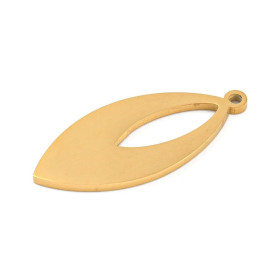 Pendentif Forme Marquise, Navette 25 mm – Acier Inoxydable 304 Doré, Placage IONIQUE (IP)