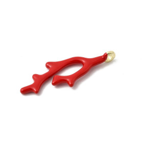 Pendentif Anneau Transversal forme Corail en Résine Émaillée 33.5 mm