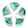 Pendentifs Forme Éventail 19 mm en Verre Facetté Vert – Laiton – Finition Doré