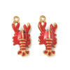 Pendentif Homard en Résine Émaillée 21.5 mm – Acier Inoxydable 304 Doré, placage IONIQUE (IP)