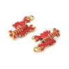 Pendentif Homard en Résine Émaillée 21.5 mm – Acier Inoxydable 304 Doré, placage IONIQUE (IP)