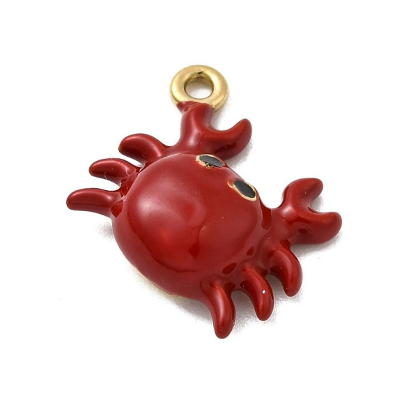 Pendentif Crabe en Résine Émaillée 15 mm – Acier Inoxydable 304 Doré à l'Or fin 18K, placage IONIQUE (IP)