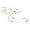 Collier Court Choker 40 cm – Maille Grain de Café, Résine Émaillée Verte – Acier Inoxydable 304 Doré