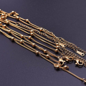 Collier 40 cm, Maille Satellite avec Bille 3.5 mm – Acier Inoxydable 304 Doré à l'Or fin 18K