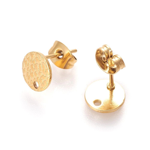 Boucles d'oreilles Puces 6mm avec Trou – Acier Inoxydable 304 Doré Placage IONIQUE