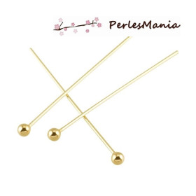 Tiges tête ronde 60 mm – Acier inoxydable 304 doré à l’or fin 18K