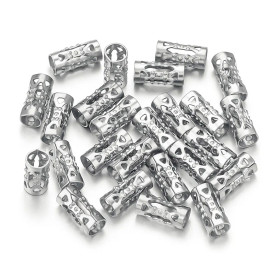 Perles Intercalaires Tube Filigrane 8x4mm – Acier Inoxydable 304 Argenté