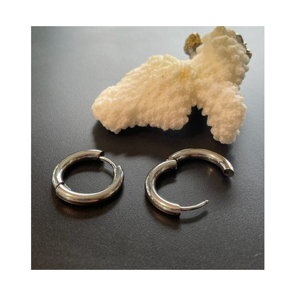 Créoles Rondes 15 mm – Épaisseur 2.5 mm – Acier Inoxydable 316 – Finition Argentée