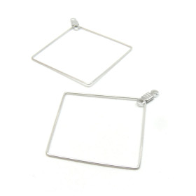 Pendentifs Connecteur, Créoles Losange 46.5mm – Acier Inoxydable 304 Argenté