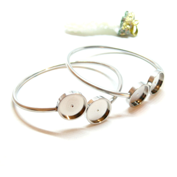 Support de Bracelet Double pour Cabochon 8mm – Acier Inoxydable 304 Argenté