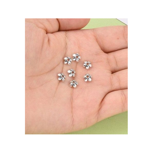 Coupelles Calottes Fleur 6.5x2mm – Métal Argent Antique
