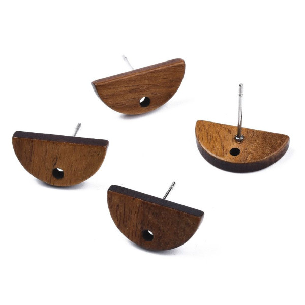 Boucles d’Oreilles Demi-Cercle avec Trou 16 x 8 mm – Bois Naturel – Sans Embouts