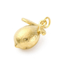 Pendentif 3D avec Anneau Citron 16.5 mm – Acier Inoxydable Doré à l’Or Fin 18K