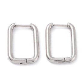 Créoles Ovales Rectangle 20.5 mm – Épaisseur 2.5 mm – Acier Inoxydable 304 – Finition Argentée