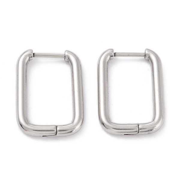 Créoles Ovales Rectangle 20.5 mm – Épaisseur 2.5 mm – Acier Inoxydable 304 – Finition Argentée
