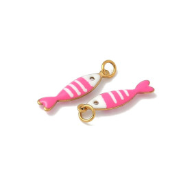Pendentif avec anneau Poisson Émaillé 18,5 mm – Acier Inoxydable 304 Doré à l’or fin 18K, IONIQUE