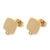 Boucles d’Oreilles Carré 11mm avec anneau d'attache et embouts poussoirs – Acier Inoxydable 304 Doré,  IONIQUE