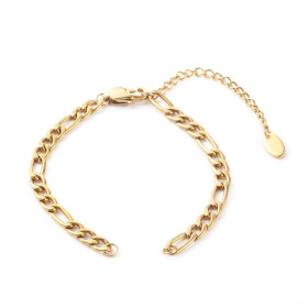 Bracelet Intercalaire Maille Figaro 16 cm – Acier Inox 304 Doré