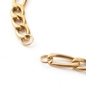 Bracelet Intercalaire Maille Figaro 16 cm – Acier Inox 304 Doré