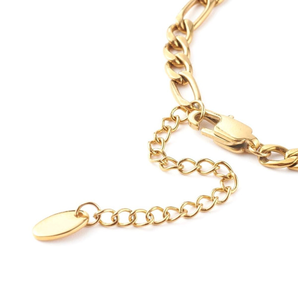 Bracelet Intercalaire Maille Figaro 16 cm – Acier Inox 304 Doré