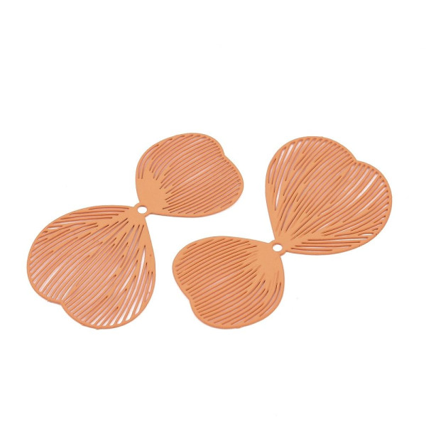 H11Z00401A – Lot de 2 ou 4 Estampes Pendentifs Filigrane Nœud Papillon 50 mm – Métal  ORANGE