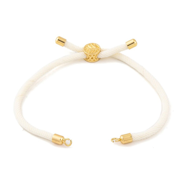 Supports Bracelet Intercalaire Cordon Nylon Ajustable Slide Arbre Doré Coloris Blanc Crème
