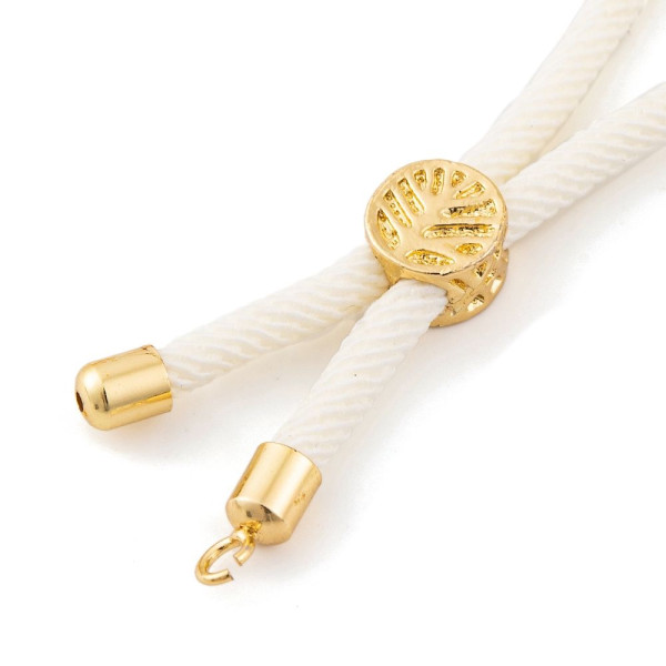 Supports Bracelet Intercalaire Cordon Nylon Ajustable Slide Arbre Doré Coloris Blanc Crème