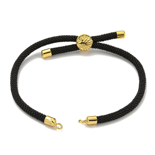 Supports Bracelet Intercalaire Cordon Nylon Ajustable Slide Arbre Doré Coloris NOIR