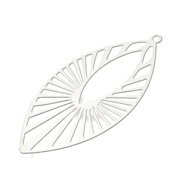 Estampes Pendentif Art Déco forme NAVETTE 45 mm – Acier Inoxydable – Argent Platine
