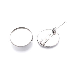 Supports de Broche 25mm pour cabochon – Acier Inoxydable 304 Argenté