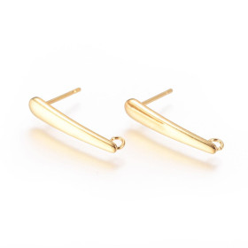 Boucles d'Oreilles Puces Longilignes 20,5 mm – Acier Inox 304 Doré à l'Or Fin 18K