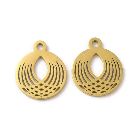 Pendentifs Cercle Art Déco 12 mm – Acier Inox 304 Doré – Placage Ionique (IP)