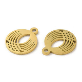 Pendentifs Cercle Art Déco 12 mm – Acier Inox 304 Doré – Placage Ionique (IP)