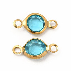Pendentifs Connecteurs 12,5 mm en Verre Facetté – Acier Inox 304 Doré à l'Or Fin 18K