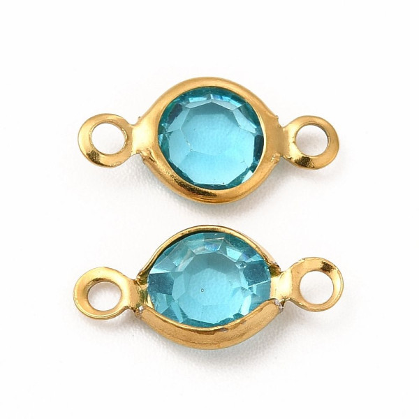Pendentifs Connecteurs 12,5 mm en Verre Facetté – Acier Inox 304 Doré à l'Or Fin 18K