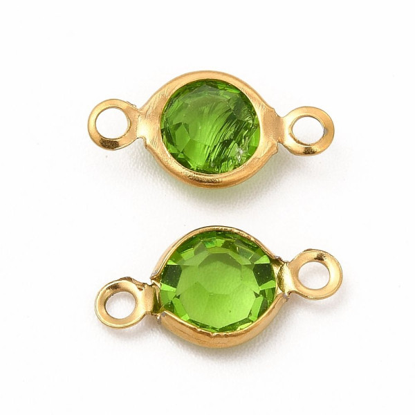 Pendentifs Connecteurs 12,5 mm en Verre Facetté – Acier Inox 304 Doré à l'Or Fin 18K