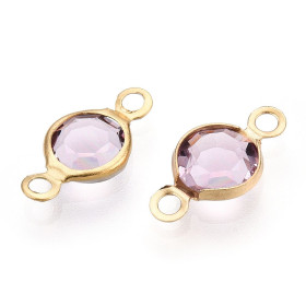 Pendentifs Connecteurs 12,5 mm en Verre Facetté – Acier Inox 304 Doré à l'Or Fin 18K