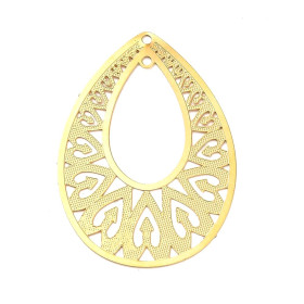 Pendentifs Estampes Gouttes Ciselées 36 mm – Acier Inox 304 Doré – Placage IONIQUE (IP)
