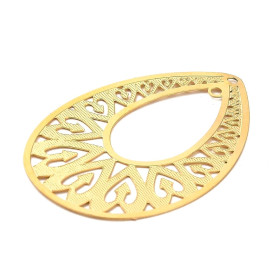 Pendentifs Estampes Gouttes Ciselées 36 mm – Acier Inox 304 Doré – Placage IONIQUE (IP)