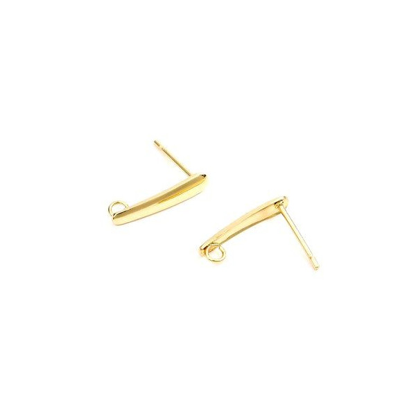 Boucles d’oreille puce tige 15mm avec anneau– Acier Inoxydable 304 Doré à l'or fin 18K