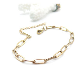 Bracelet Maille Trombone 11 mm – Acier Inox 304 – Doré PVD