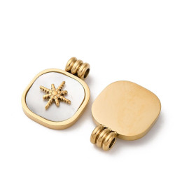 Pendentifs Étoile et Nacre 14 mm – Acier Inox 304 Doré à l'Or Fin 14K
